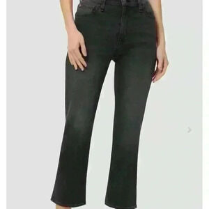 Hudson Women’s High Rise Cropped Black Faux Leather Jeans Size 30 EUC